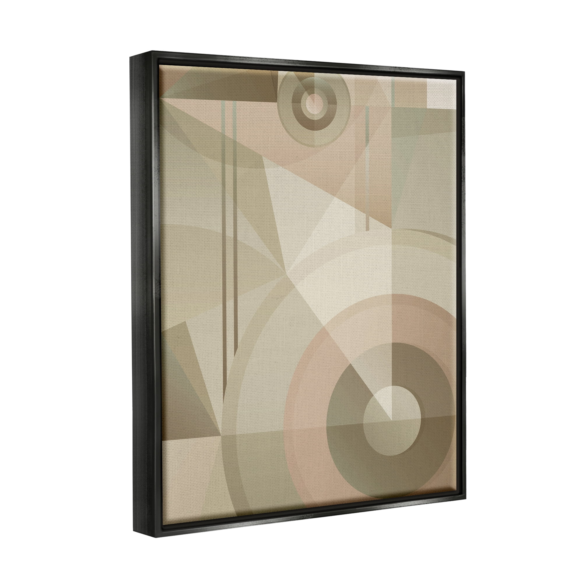 Stupell Industries Linear & Circular Abstract Abstract Painting Black Floater Framed Canvas Art Print Wall Art, 17 x 21