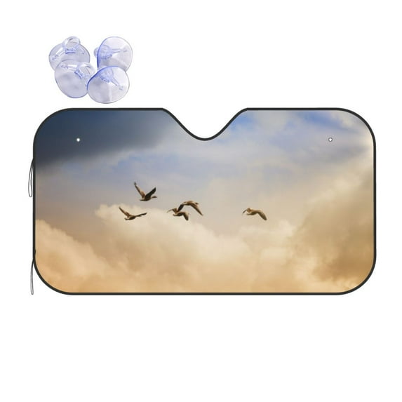 XMXY Car Sun Shade Windshield, Mallard Sunset Flight Automotive Front Window Sun Visor for Cars SUV Trucks, Small Size