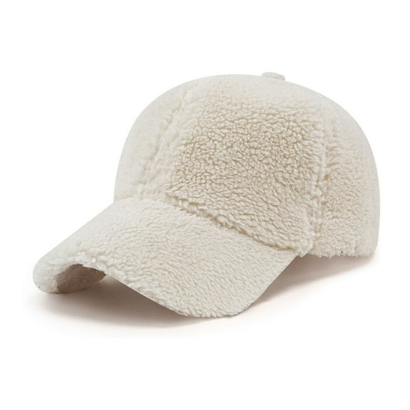 Beige Beige Women Winter Lamb Fur Baseball Cap Outdoor Thickened Warm Windproof Visor Hat Head Circumference 22-24 Inch