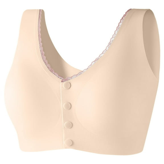 Women Bra Comfortable Front Button No Steel Rings Gathering Collar Middle Aged And Elderly Vest Style Bras