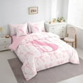 thumbnail image 3 of jejeloiu Personalized Gifts Bow Bedding Comforter Set,7 Pieces,Letter S Full Bedding Set,Pink Bow Bowknot Fitted Sheet Flat Sheet,Lightweight Room Decoration Reversible, 3 of 6
