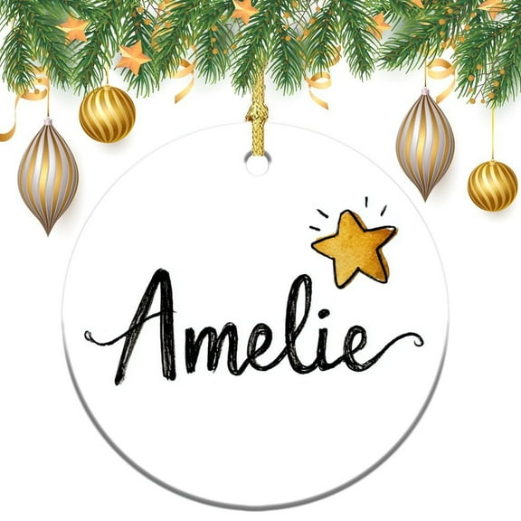 Personalised Christmas Star Christmas Ceramic Ornament Custom Girl's Name Ornament Keepsake Ornament for Christmas Tree for Woman Friend Birthday