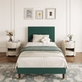 thumbnail image 2 of Vertical Pattern Upholstered Twin Bed Frame, Modern Soft Bed with Vertical Tufted Headboard, No Box Spring Needed, Dark Green, for Bedroom, 2 of 7