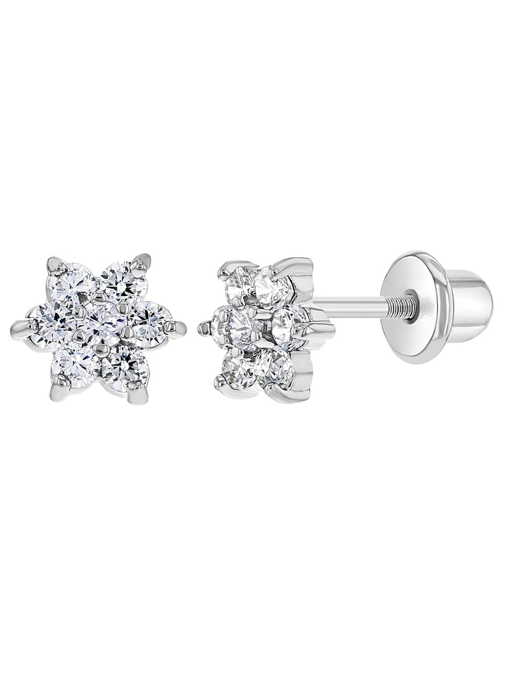 Details about   925 Sterling Silver Open Heart CZ Screw Back Earring for Baby Girl 