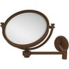 8 Inch Wall Mounted Extending Make-Up Mirror with Smooth Accents - Antique Bronze / 4X