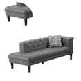 thumbnail image 3 of Benzara Ella 77" Vegan Faux Leather Chaise w/ Pillow Deep Button Tufted in Gray, 3 of 9
