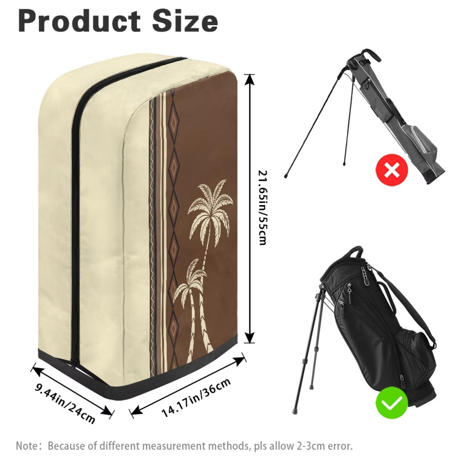 Chririnla Aztec Tribal Palm Portable Golf Bag Dust Cover with Snap Button Universal Club Protector for Most Stand Bags, Cart Bags & Tour Bags