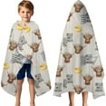 thumbnail image 3 of White Highland Cow Flower Bathtub Pattern Hooded Bath Towel，60"x35" for Ages 3 To 12 Kids, Quick Dry Lightweight Soft Microfiber Hood Beach Towel Cover Up for Kids, 3 of 7