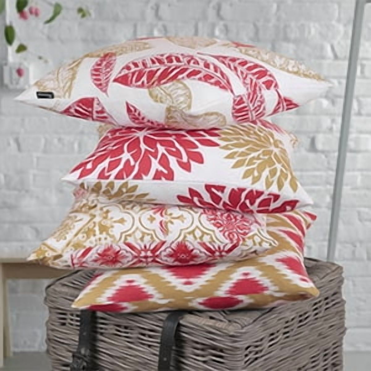 Phantoscope 18x18 Decorative Throw Pillow Covers, Orange Red, Set of 4