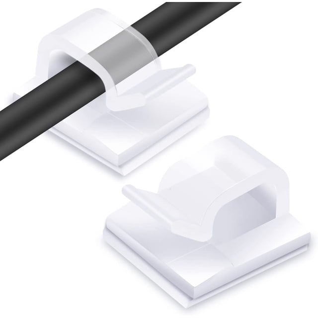 KGROTE 60 clips para cables para exteriores, ganchos adhesivos para cables, soporte organizador de cables, clips de luz navideña para escritorio, gestión de cables de pared, luces de cadena, luces de