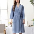 thumbnail image 3 of Peignoir de Bain Absorbant pour Femmes Peignoir Gaufré Uni Robe de Spa Maison Robe de Nuit, 3 of 6