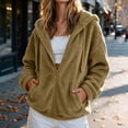 thumbnail image 4 of Luvrsol Womens Winter Coat Hooded Fleece Teddy Jacket Drawstring Relaxed Fit Warm Sherpa Coat, Brown S-3XL, 4 of 9