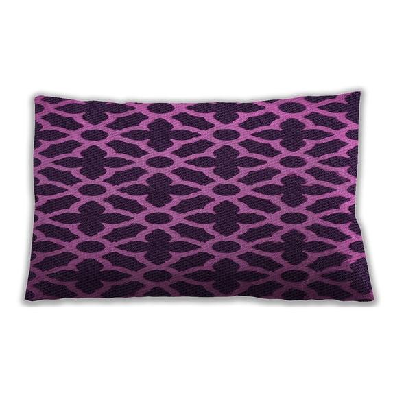 Ahgly Company Patterned Outdoor Rectangular Dark Purple Lumbar Throw Pillow, 13 inch by 19 inch