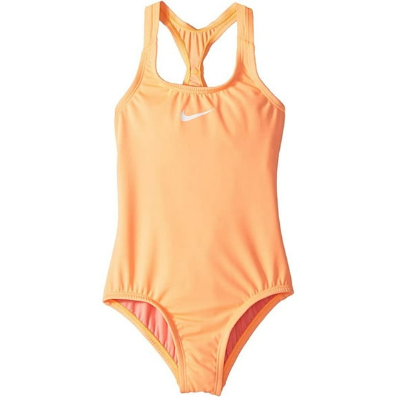 Nike Kids Girl's Solid Racerback One-Piece, Orange Pulse, SM (7-8 Big Kids)