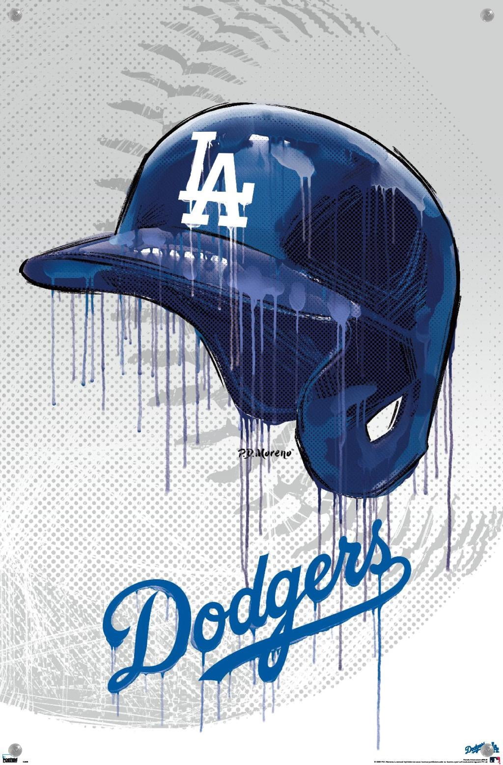 MLB Los Angeles Dodgers - Drip Helmet 20 Wall Poster with Push Pins, 14.725" x 22.375"