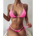 thumbnail image 2 of Womens swimsuits ,Women's Flower Print Lace Up High Cut Leg Bikini Set Two Piece Swimsuit Pink S(S), 2 of 7