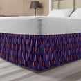 thumbnail image 1 of Retro Bed Skirt, Art Deco Inspired Round Shapes with Streaks Grid Like Asian Design, Elastic Bedskirt Dust Ruffle Wrap Around for Bedding Decor, 4 Sizes, Violet Blue Vermilion, by Ambesonne, 1 of 2