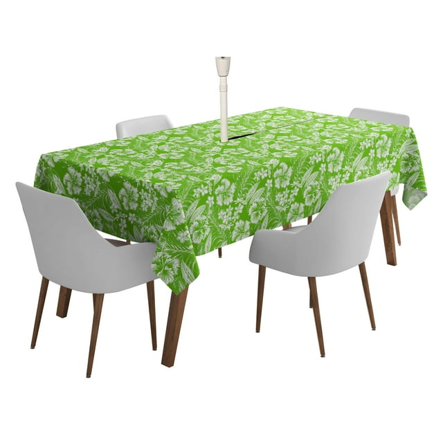 Vargottam Indoor/OutdoorTablecloth58x82 Inch RectangleTablecloth with Umbrella Hole and Zip- Waterproof PatioTableCloths- TableCovers for Backyard RectangularTable- Pear Green