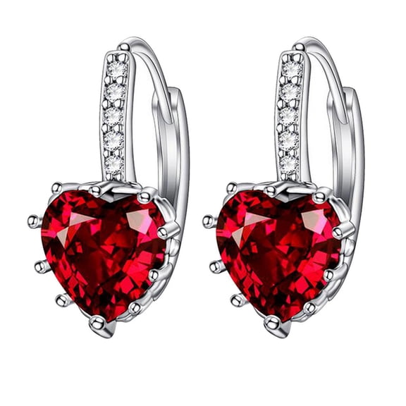 KDSJSXW Pearl Earings Women Earrings Heart-Shaped Zircon Multi-Color Fashion Simple Earrings Studs Earrings for Women Bridal Earrings Freshwater Pearl Earrings(Red,One Size)