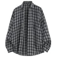 thumbnail image 2 of Tmtolofot Long Sleeve Shirts for Men Plaid Stand Collar Button Down Blouses Vintage Regular Fit T-Shirt Business Casual Outfits Basic Overshirt Jacket Going Out Tops 2026 Spring Fall Outfit|Black|M, 2 of 5