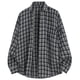 thumbnail image 2 of Mens Casual Manga Corta Botón Abajo Camisas Vintage Comprobar Collar de Solapa Manga Larga Moda Superior, Blusa Elegante, 2 of 5
