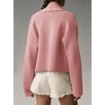 thumbnail image 5 of Open Front Solid Color Women Long Sleeve Shawl Neckline Knit Crop Cardigan, 5 of 6