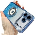 thumbnail image 1 of Compatible with iPhone 17 Pro Max Magnetic Glitter Case Compatible with Magsafe Luxury Bling Rhinestone Case with Logo View Plating Sparkle Diamond Camera Lens Protection for Women Girls, 1 of 6
