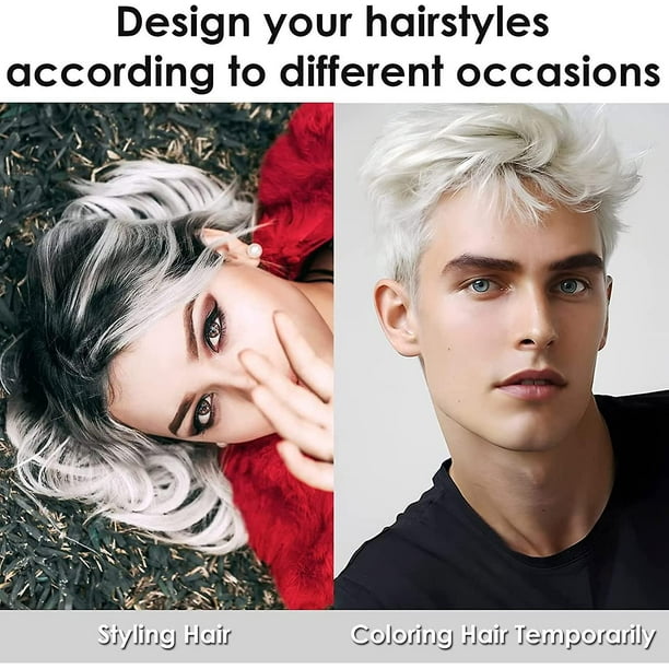Temporary Hair Wax Colour, White Hair Dye, White Hair Wax Hair Style Dye  Mud, Hair Spray Colour For Men Women Instant Styling 