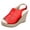 Red, variant on Raffia Wedge Sandals for Women Peep Toe Platform Slingback Heels Hollow out Retro Leather Slip on Dressy Summer Beach Slides Red Size 6.5