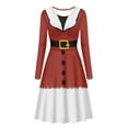 thumbnail image 4 of Suhoaziia Red Skater Skirts for Women Long Length Size M Santa Claus Costumes Graphic Jumpskirt Soft Round Neck Playwear Casual Outdoor A-Line Womendress with Sleeves, 4 of 7