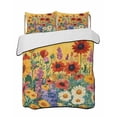 thumbnail image 2 of Quilts Twin Size, Colorful Sunflower Soft Comforter Bedding Set for Bed, Farmhouse Botanical Floral Lightweight Quilted Bedspread with Pillow Cover(2 Pieces) for All Season, 68x86 Inch, 2 of 6
