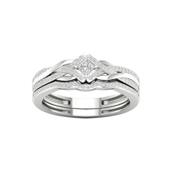 Imperial 1/3Ct TDW Diamond 10k White Gold Halo Bridal Set (H-I, I2)
