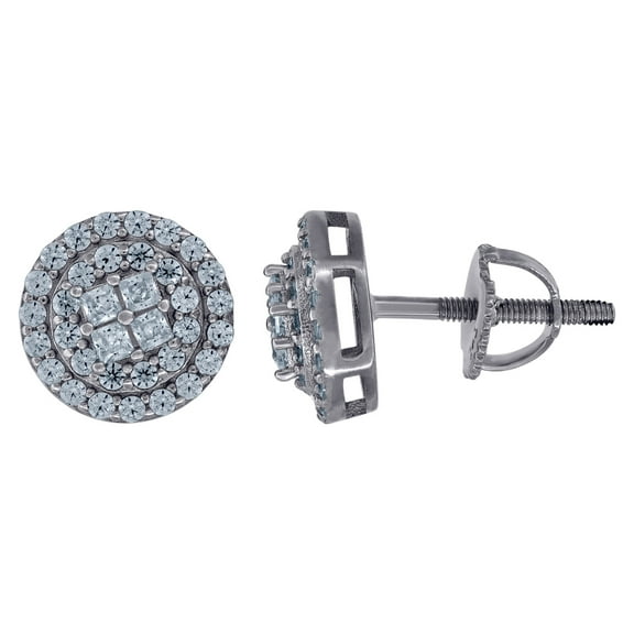 925 Sterling Silver Unisex Princess-cut Cubic Zirconia Fashion Stud Earrings 9.6mm Wide Stud Earring for Women