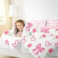 thumbnail image 4 of Feelyou Kawaii Cartoon Bow Full Size Comforter Sets for Girl, Cute Princess Ribbon Bedding Comforter Set, Pink Love Heart Reversible Bedding Sets, Microfiber Bedroom Decor, 3-Piece, 4 of 8