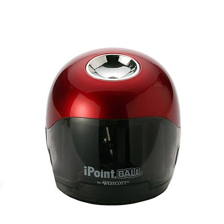 Westcott iPoint Ball Battery Sharpener, Red/Black, (Best Electric Pencil Sharpener For Classroom)