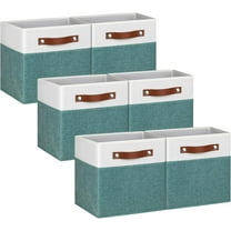 Pomatree 13x13 Storage Cubes - 6 Pack - Linen Fabric 13 Inch Cube Storage Bins