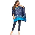 thumbnail image 5 of Sakkas Adalwin Desert Sun Lightweight Circle Ponch Tunic Top Blouse W / Embroidery - 35-NavyTurquoise - One Size, 5 of 5