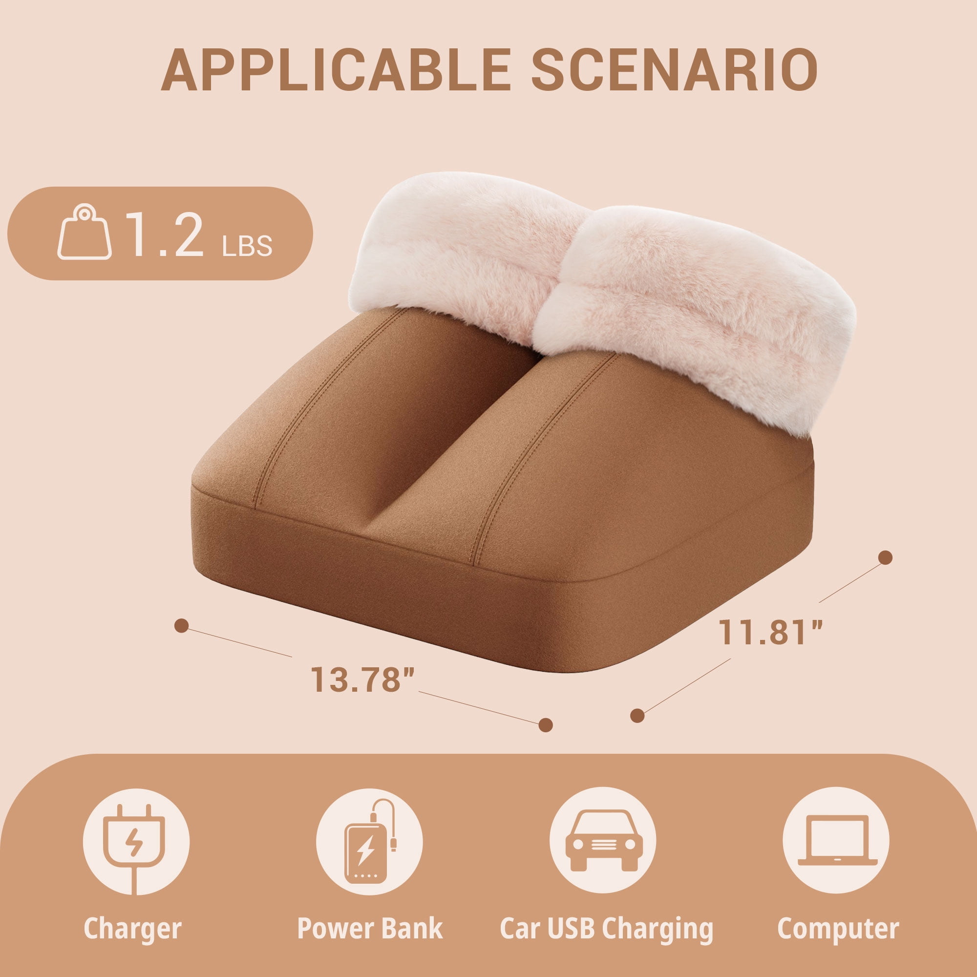 Mynt Foot Massager with Heat, Mother's Day Gift Foot Warmer with Vibration for Women & Men, Brown