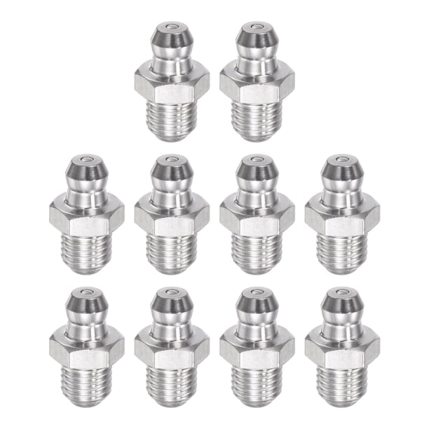304 Inoxidable Acero Recto Grasera M8 x 1mm Rosca Hidráulico Engrasador Accesorios, 10 Piezas