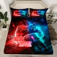 thumbnail image 2 of Manfei Teen Boys Gaming Twin Sheet Sets, Video Game Gamer Twin Fitted Sheet, Red Cyan Game Controller Flat Sheet, Super Cozy Room Decor 3pcs, 2 of 7