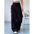 thumbnail image 4 of Women Wide Leg Baggy Flowy High Waisted Pants Loose Fit Casual Cozy Cute Y2k Trousers Black S, 4 of 7