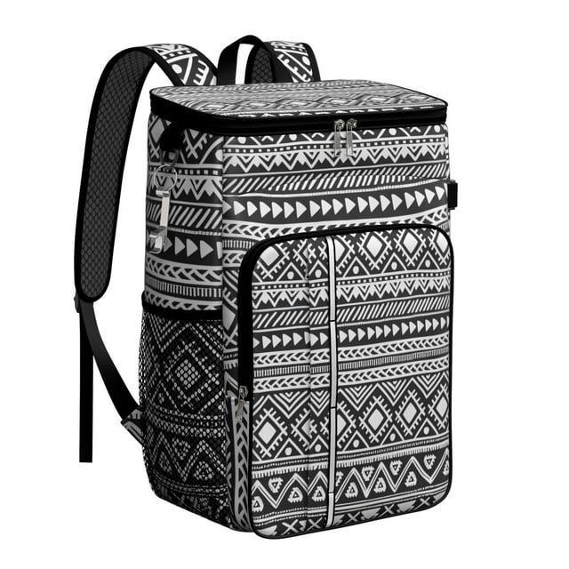 Colorful Insulated Backpack Cooler - 20L Soft Cooler Bag, Abstract Geometric Design for Picnic & Travel