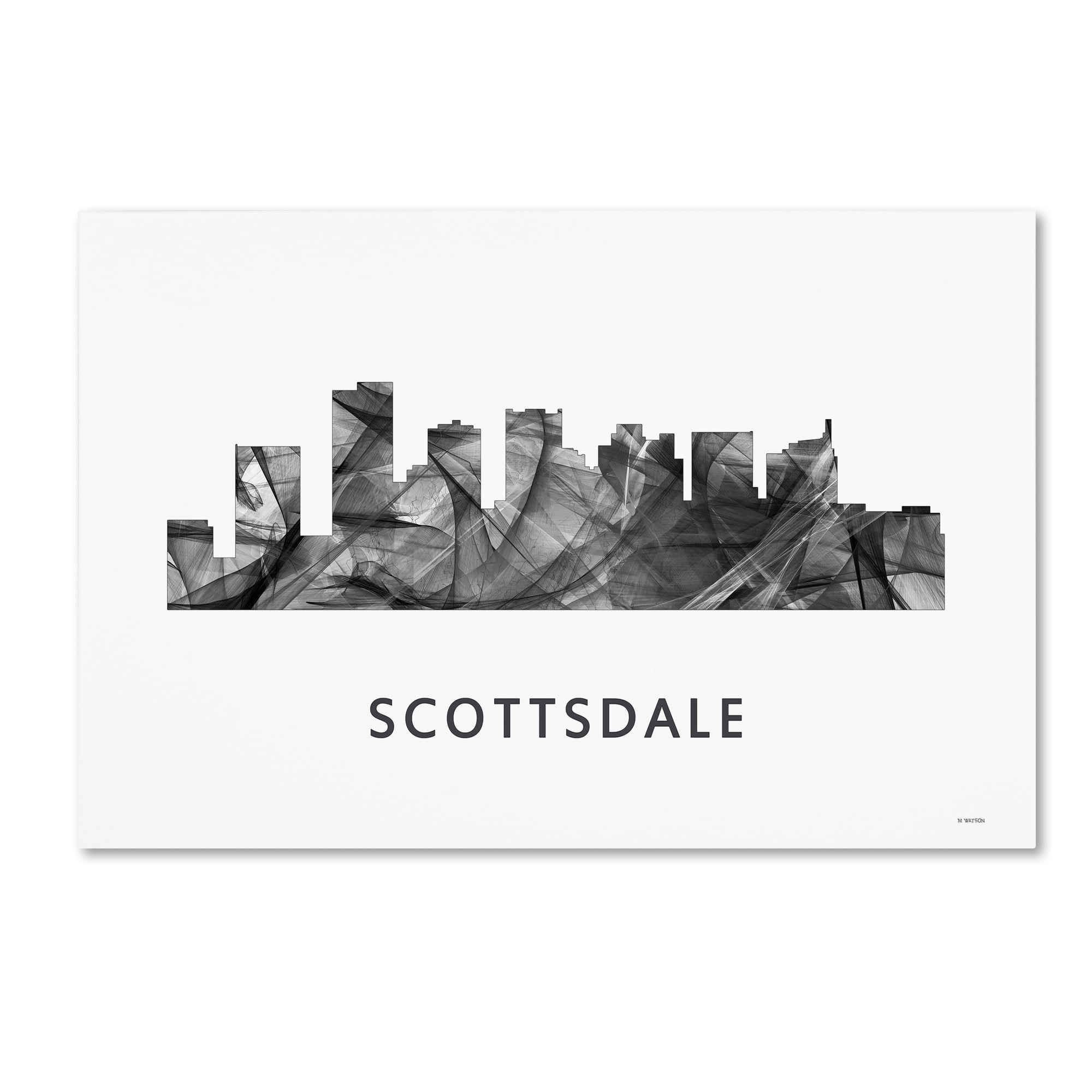 Trademark Fine Art 'Scottsdale Arizona Skyline WB-BW' Canvas Art by Marlene Watson