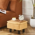 thumbnail image 2 of IVV Storage Ottoman, Linen Upholstered Footrest Stool with Wood Legs and Tray Top, Multifunctional Small Side Table, 15.9"L x 12"W x 9.8"H, Beige, 2 of 6