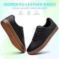 thumbnail image 2 of FUTINA women court Sneakers Comfortable Retro Tennis Sneakers Low Top Faux Leather walking Shoes(Black/Brown US8), 2 of 5