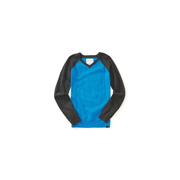 Suéter de punto Aeropostale azul extragrande con cuello en V