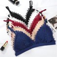 thumbnail image 2 of Bralette con relleno acolchado de encaje floral Sujetador sin cables correas ajustables Bralette cóm Abanopi Negro, 2 of 5
