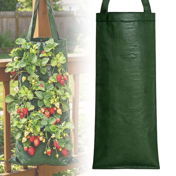 ERTZAE Hanging Strawberry Planter,Upside-Down Planter,Vegetable Tomato Fabric Bag,Breathable Hanging Grow Pouch Planter,Outdoor Patio Garden Planting Bag,Vegetable Grow Pouch,Handle Herb Planter Bag
