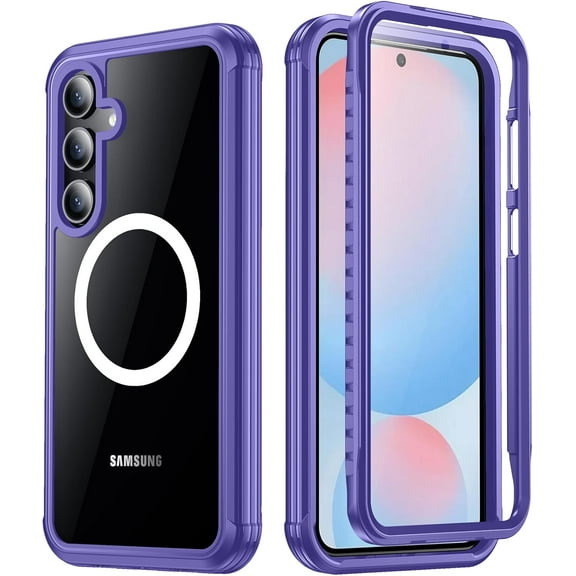 for Samsung Galaxy S24 FE Case, [Built-in Glass Screen Protector][Compatible with Magsafe][Full Body Shockproof][Work with Fingerprint ID] Heavy Duty Protection Phone Case for S24 FE 6.7"