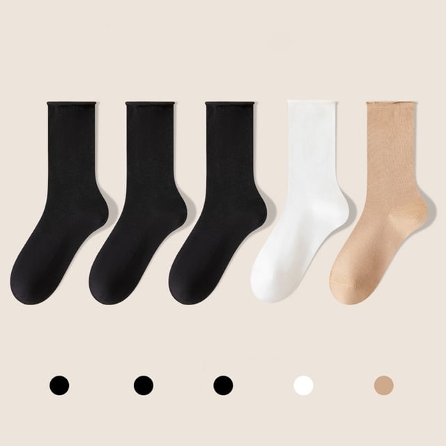 Up to 65% Off ABPWLY Women's Mid-calf Solid Color Socks Comfortable Warm Breathable Multicolor Socks